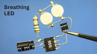 Breathing  Fading LED Circuit using 555 Timer [upl. by Aikrahs496]