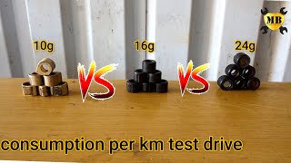 test drive on honda pcx 150 scooter roller 10g vs 16g vs24g petrol consumption per km [upl. by Euginomod]