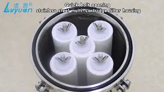 Quick bolt opening stainless steel multi cartridge filter housing [upl. by Pardew]