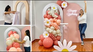 Como hacer un Arco de Globos e instalarlo en un Panel – 🌼Balloon Garland On Backdrop 🌼 [upl. by Behlau]