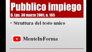 Testo Unico Pubblico Impiego D Lgs n 165 del 2001 Parte 1 [upl. by Pelag423]