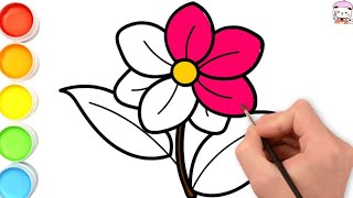 Cara Mudah Menggambar dan Mewarnai Bunga Sederhana  How to draw flowers  Easy drawing for kids [upl. by Sew]