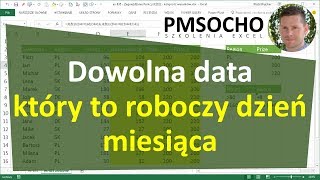 Excel  Który to roboczy dzień miesiąca DNIROBOCZE DATA ROK MIESIĄC odc781 [upl. by Publea899]