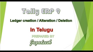 TALLY LEDGER CREATION  ledger Alteration  LEDGER DELETION [upl. by East]