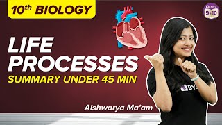 Life Processes Class 10 Science Biology Complete Chapter Revision Under 45 Mins  Board Exams 2023 [upl. by Erelia]