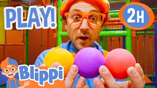 Blippi Learn Shapes and Colours at the Funtastic Playtorium  2 HOURS OF BLIPPI TOYS [upl. by Anaujahs]