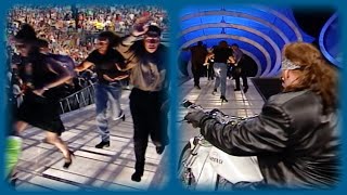 The Undertaker chases the McMahon Regime off with his motorcycle SmackDown May 25 2000 [upl. by Brana]