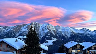 Riederalp Switzerland Walking TourSpectacular Winter Sunset in ALPS [upl. by Esela166]