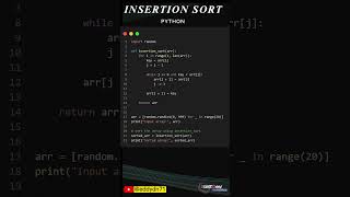 Python Short Code  Insertion Sort [upl. by Ladnor]