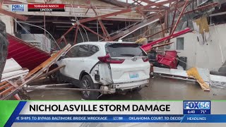 Nicholasville tornado damage leaves store owners to pick up the pieces [upl. by Ruhtracm310]