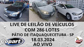 LIVE DE LEILÃO DE VEÍCULOS NA COPART COM 286 LOTES 18032024 [upl. by Ellenrahs]