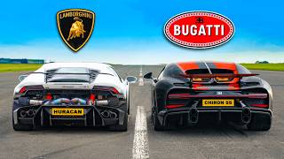 Bugatti Chiron SS v 1800hp Lambo Huracan DRAG RACE [upl. by Alleunamme]