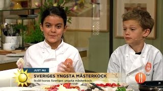 Sveriges yngsta mästerkock  finalisterna lagar pannkakstårta  Nyhetsmorgon TV4 [upl. by Drahcir]