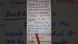 Malleable ductile and brittle 10classscience Metals amp nonmetals shortsvira [upl. by Brandea]