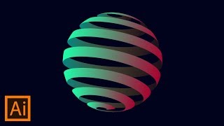 How to Create 3D Globe Spiral  Adobe Illustrator Tutorial [upl. by Llertnek]