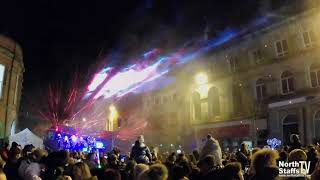 NewcastleunderLyme Christmas Lights Laser Display 24112024 [upl. by Airdnat]