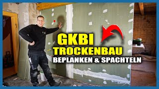 TROCKENBAU SELBER MACHEN  Gipskartonplatte doppelt beplanken amp spachteln  Home Build Solution [upl. by Emma519]