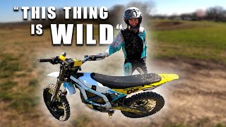 450cc Rider Tries the SurRon ELECTRIC Dirt Bike [upl. by Ellemrac]