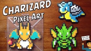 Como hacer a Charizard con HamaPerler Beads Charizard Pixel Art por FelipeBlast [upl. by Atekihs]