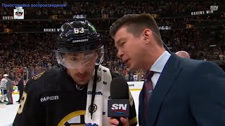 Brad Marchand talks with sportsnetkyle after a Game 7 victory  4052024 [upl. by Anailli]