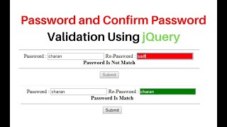 password and retype confirm password validation in jquery [upl. by Best]