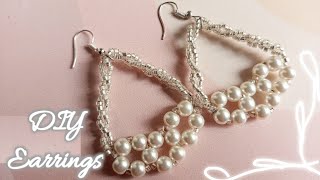 DIY Earrings Easy pearl  Handmade Earrings Tutorial diy [upl. by Tavi594]