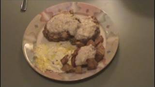 Country fried hamburger steak with home fries VR to Hickamfield2009 [upl. by Lulu385]