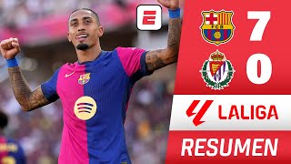 BARCELONA fue una APLANADORA le metió grosera goleada 70 al VALLADOLID y suma 12 puntos  La Liga [upl. by Ynatsed]