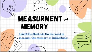 Measurement of Memory EngUrduHindi [upl. by Luas]