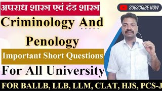 Criminology And Penology In Hindi Important Short Questions By Ankit Sharma Sir [upl. by Iaverne]