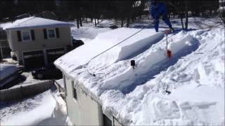 Roof Clearing with Avalanche Type Snow Rake [upl. by Ycrep]