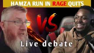 Live debate Godlogic vs hamza den runs in rage quits [upl. by Ahgem406]