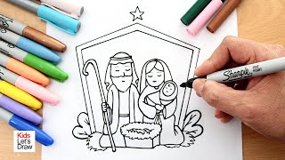 Cómo dibujar el NACIMIENTO de NAVIDAD de Navidad  How to draw the Christmas Nativity [upl. by Kristine]