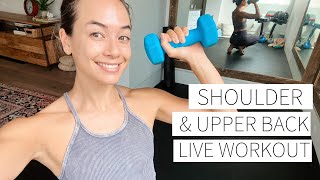 SHOULDER amp UPPER BACK LIVE WORKOUT  dumbbells optional modifications included  Dr LA Thoma Gus [upl. by Alyakcim902]