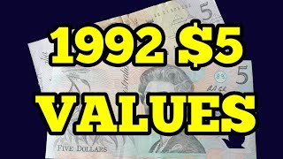 Australia 1992 5 Banknote Values [upl. by Heintz]