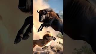 HeartStopping Moment Lion vs Wildebeest in a Battle for Survival [upl. by Fin21]