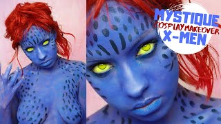 MYSTIQUE COSPLAY MAKEOVER amp Makeup Tutorial  XMEN  Snazaroo [upl. by Aneled]