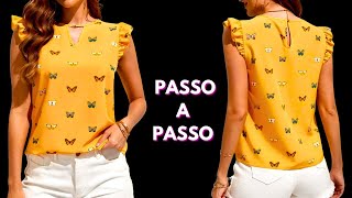 Diy  Blusa Linda Com Pouco Tecido Passo a Passo Corte e Costura em Viscose [upl. by Val]