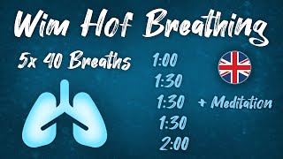 Guided Wim Hof Breathing Technique 5 Rounds 40 Breaths Advanced with Time for Meditation [upl. by Medovich]