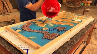 Woodworking Shows Love For Country  Table Made From Epoxy Glue With Map Of Vietnam [upl. by Yasui]