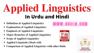 Applied Linguistics Lecture in Urdu and Hindi Applied Linguistics Introduction Notes PDF [upl. by Hattie]