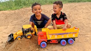 Kids Playing with Bruder JCB Unboxing Truck Toy  Loading soil In Dumper with JCB  CN Toys [upl. by Burtis]