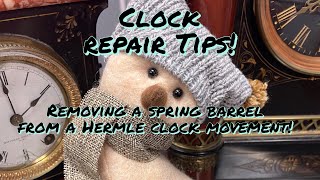 Clock Repair Tip How to Remove a Main Spring Barrel from a Hermle Clock Movement [upl. by Grosmark156]