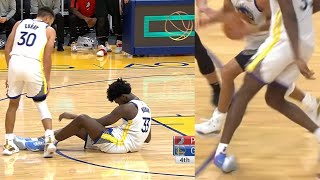 James Wiseman rolls his ankle 😮 Warriors vs Blazers [upl. by Nelaf]