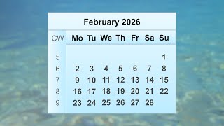 February 2026 Calendar [upl. by Rudwik]