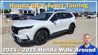 2024  2025 Honda CRV Sport Touring Hybrid Standard Features Walkaround [upl. by Teyut]