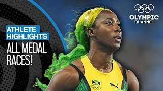 All ShellyAnn FraserPryces 🇯🇲 Olympic Medal Races  Athlete Highlights [upl. by Burtie644]