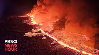 WATCH LIVE Lava flows from an erupting Fagradalsfjall volcano in southwestern Iceland [upl. by Carley813]