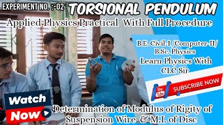 Experiment No 02 Torsional Pendulum  Modulus of Rigidity of Suspennsion wire amp MI of Disc [upl. by Salokin]