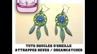 TUTO FIMO POLYMERE PLUMES ATTRAPPE REVE DREAMCATCHER [upl. by Bluma]